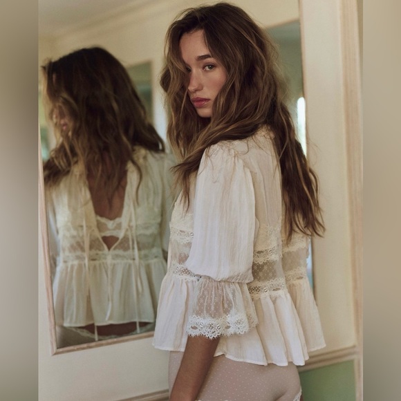 Intimately FREE PEOPLE Forever Young Bed Jacket White Alyssum Ivory NWT Medium - Picture 2 of 8